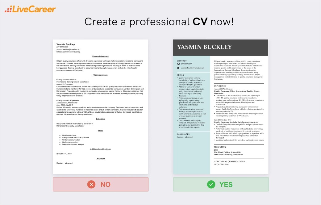 handlingsord på ett cv