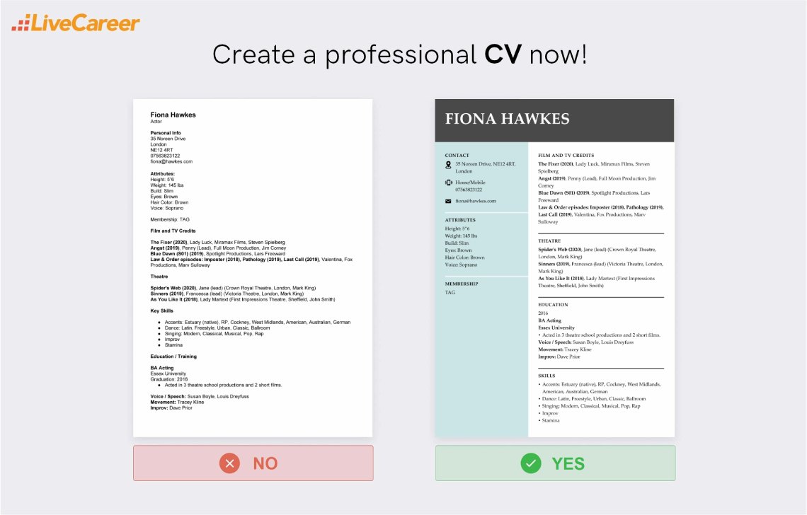 skådespelare cv exempel