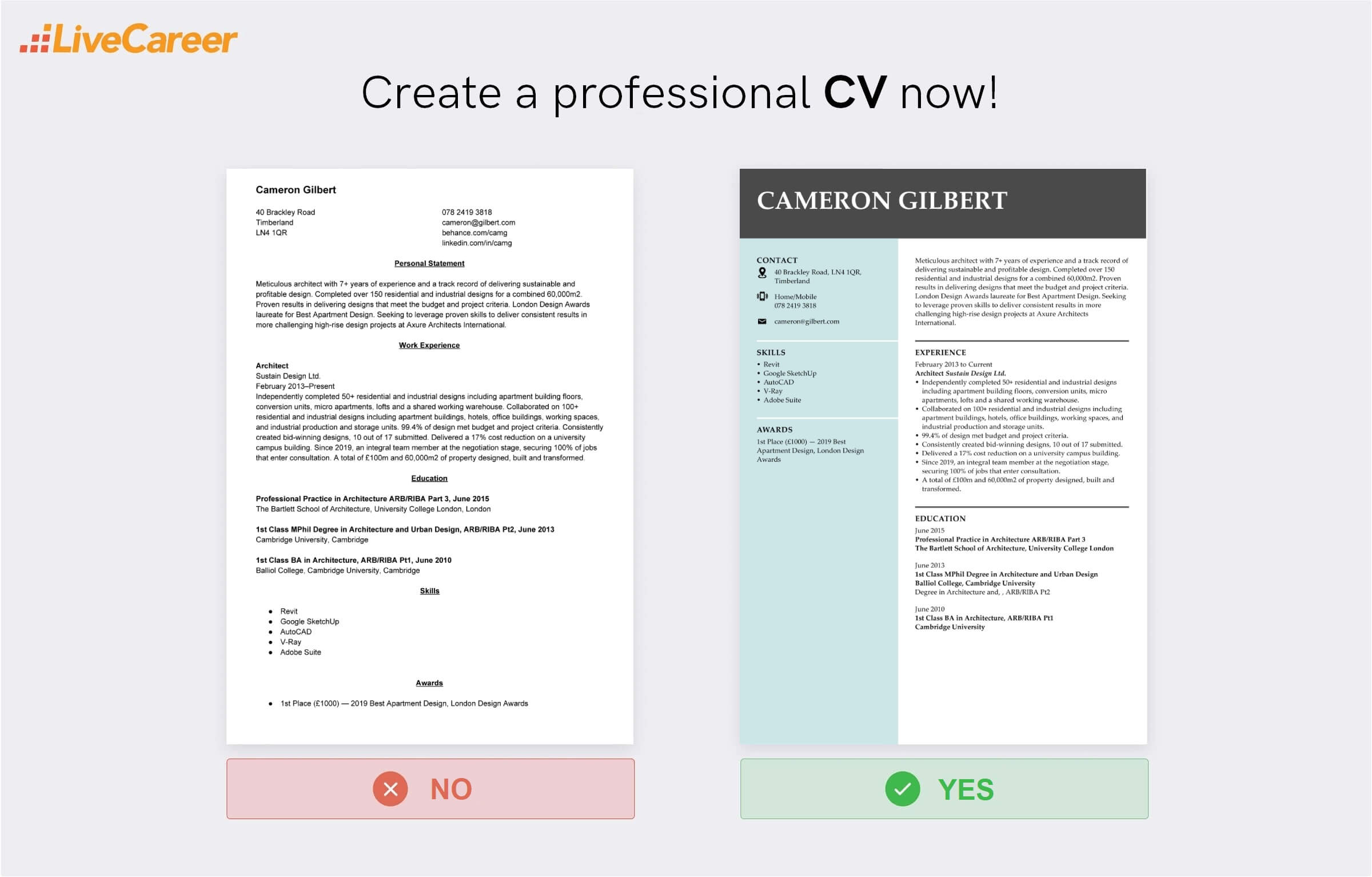 arkitektur cv exempel