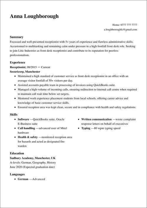 grundläggande cv-mall