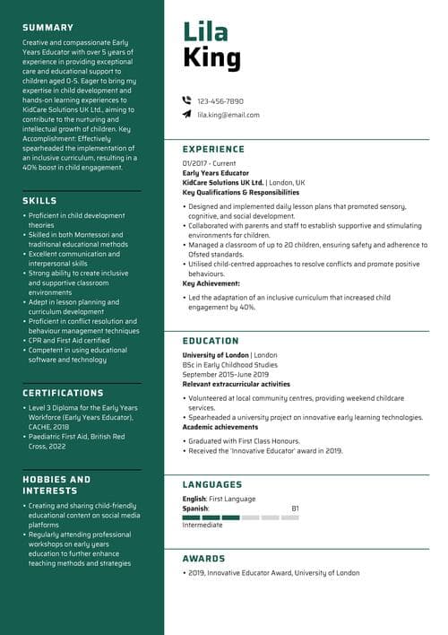 barnomsorg CV exempel