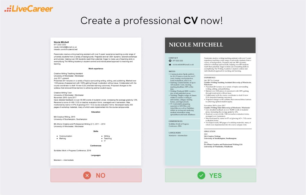 utbildning på ett cv