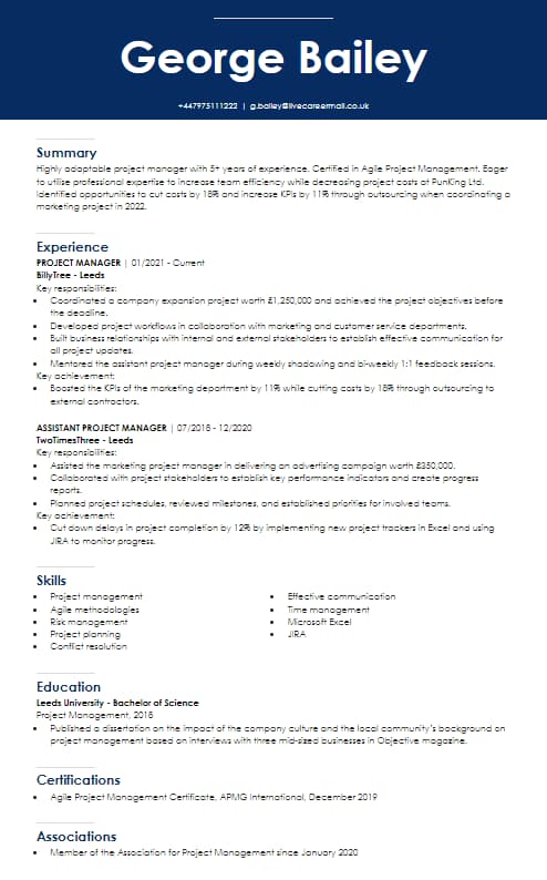 Modern 8 CV-mall från LiveCareer