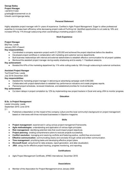 CV-formatmall – omvänt kronologisk CV