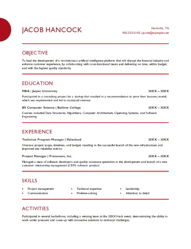 Projektledning Word CV-mall