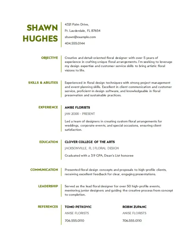 Modern Florist Word CV-mall