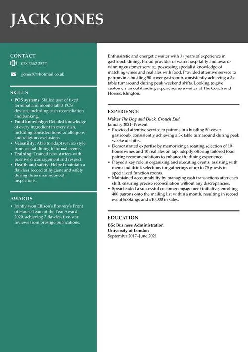 Word CV mall exempel