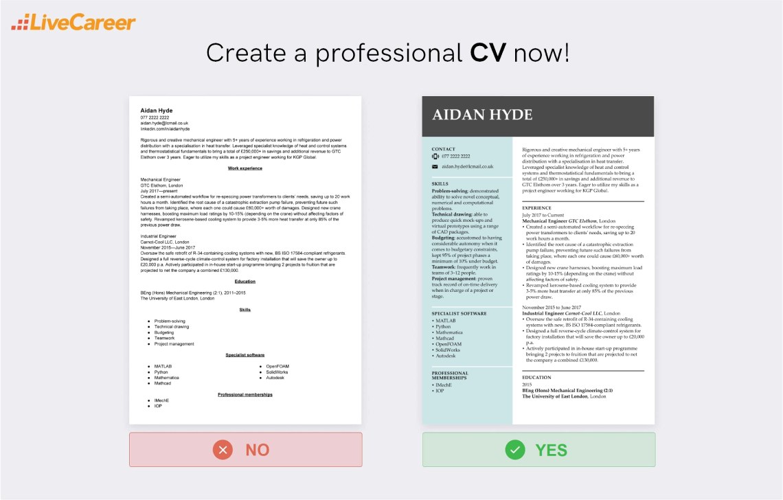exempel på ingenjörs-cv