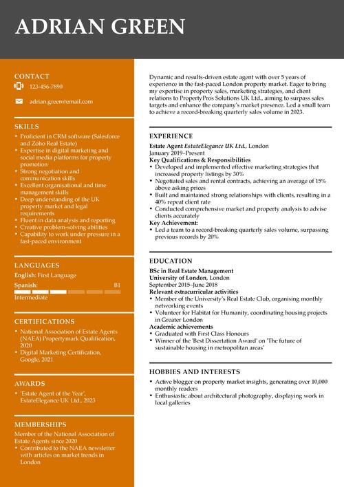 Exempel på mäklar CV