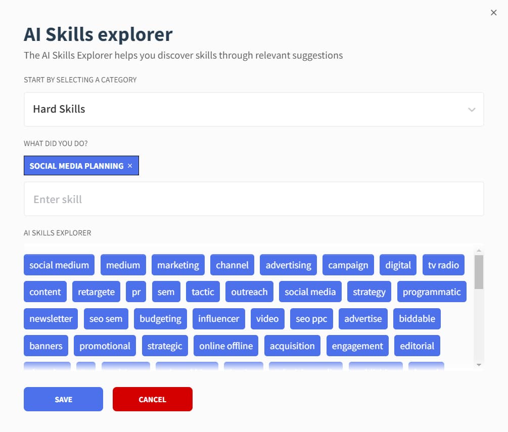 AI Skills explorer i Rezi.ai