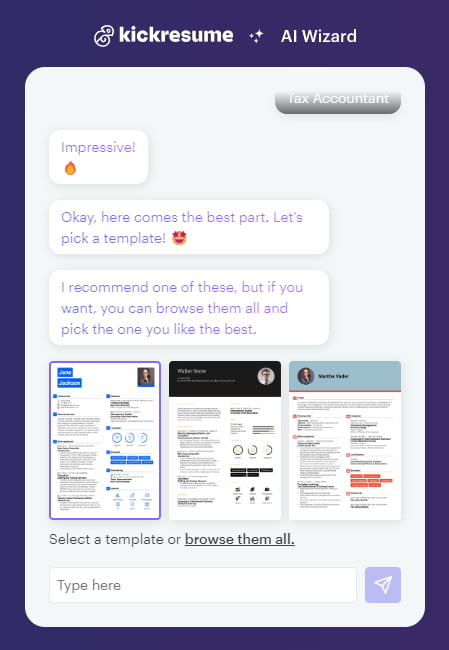 Kickresume AI Wizard
