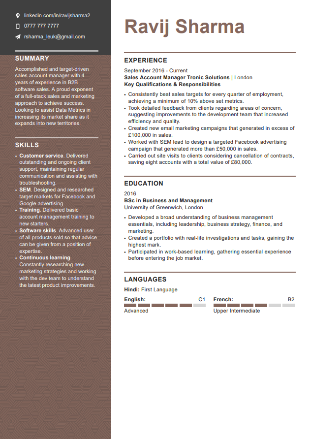 Modern CV-mall från LiveCareer