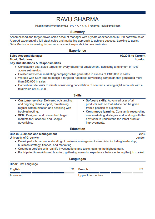 Modern CV-mall från LiveCareer