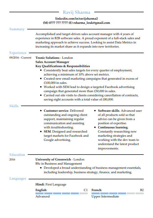 Modern CV-mall från LiveCareer
