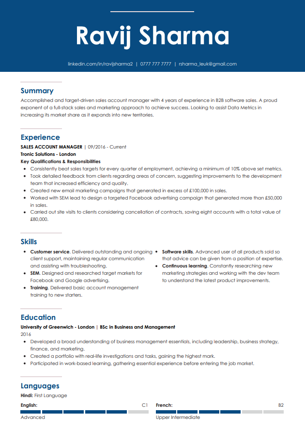 Modern CV-mall från LiveCareer