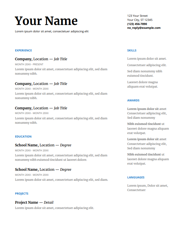 gratis CV-mall för Google Dokument