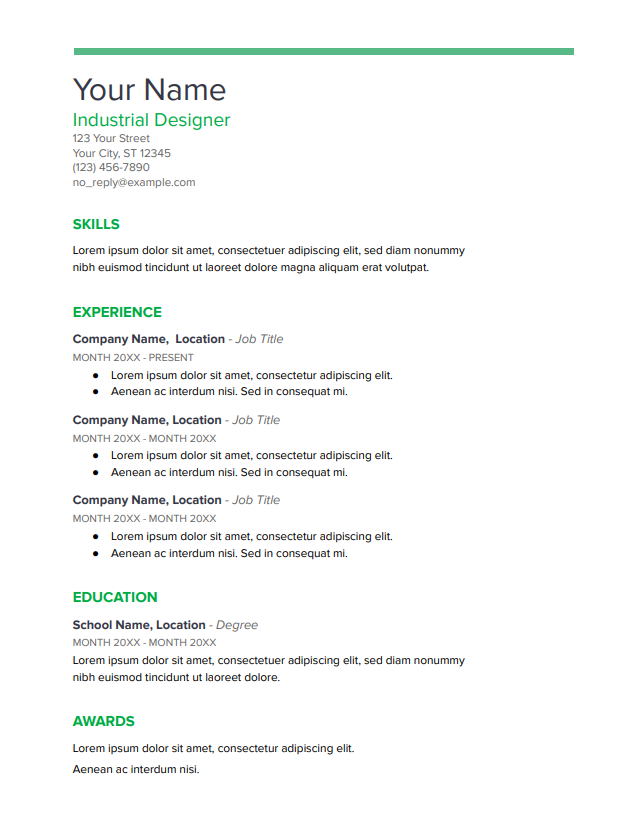 gratis CV-mall för Google Dokument