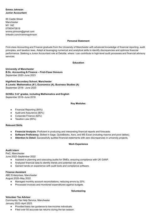 exempel på examens CV