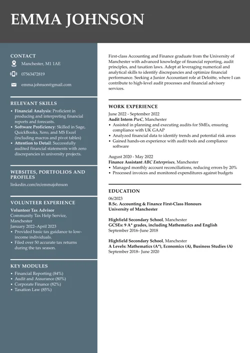exempel på examens CV