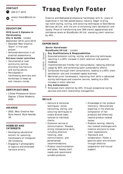 frisör CV exempel
