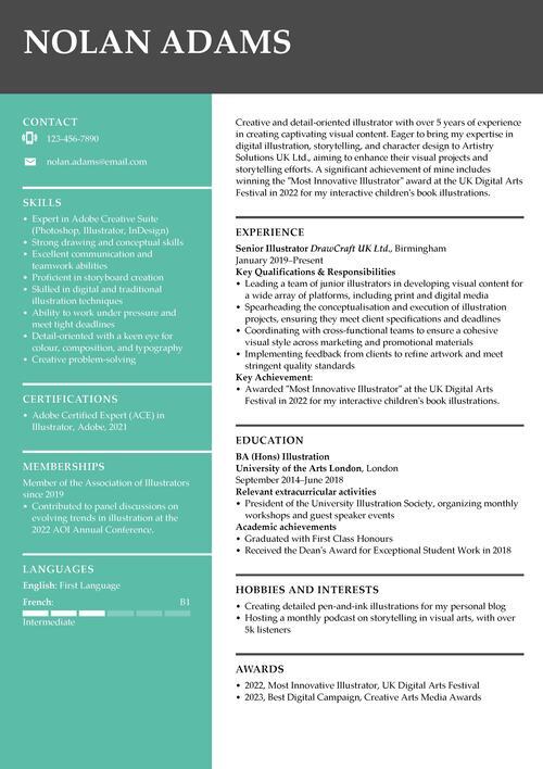 illustratör CV exempel