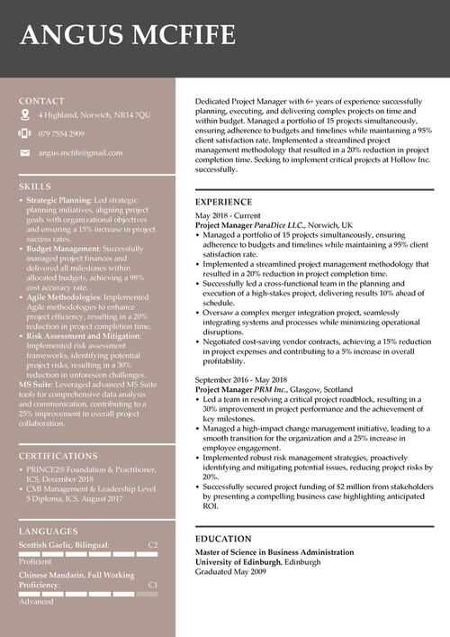 chefs CV exempel