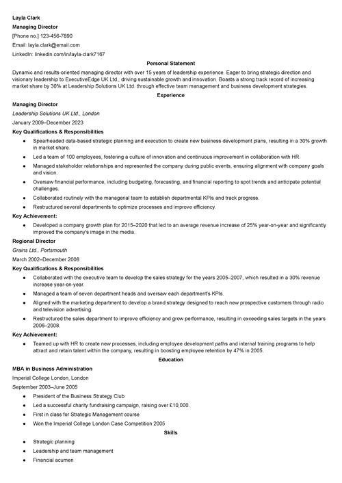 vd CV exempel