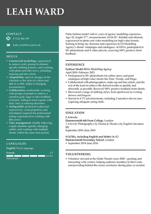 modell cv exempel