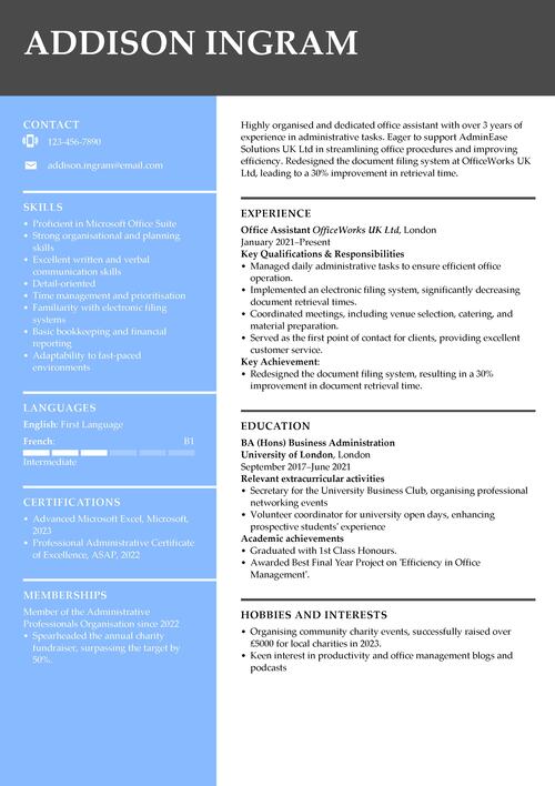kontorsassistent CV exempel