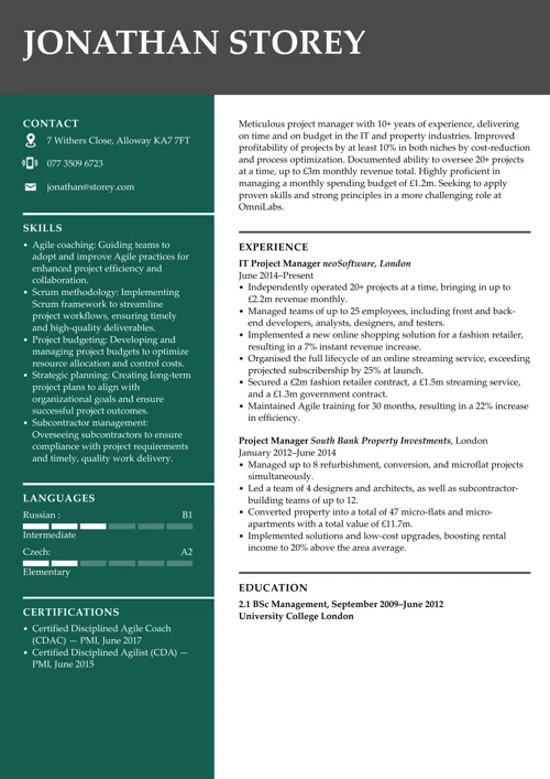 projektledare CV exempel