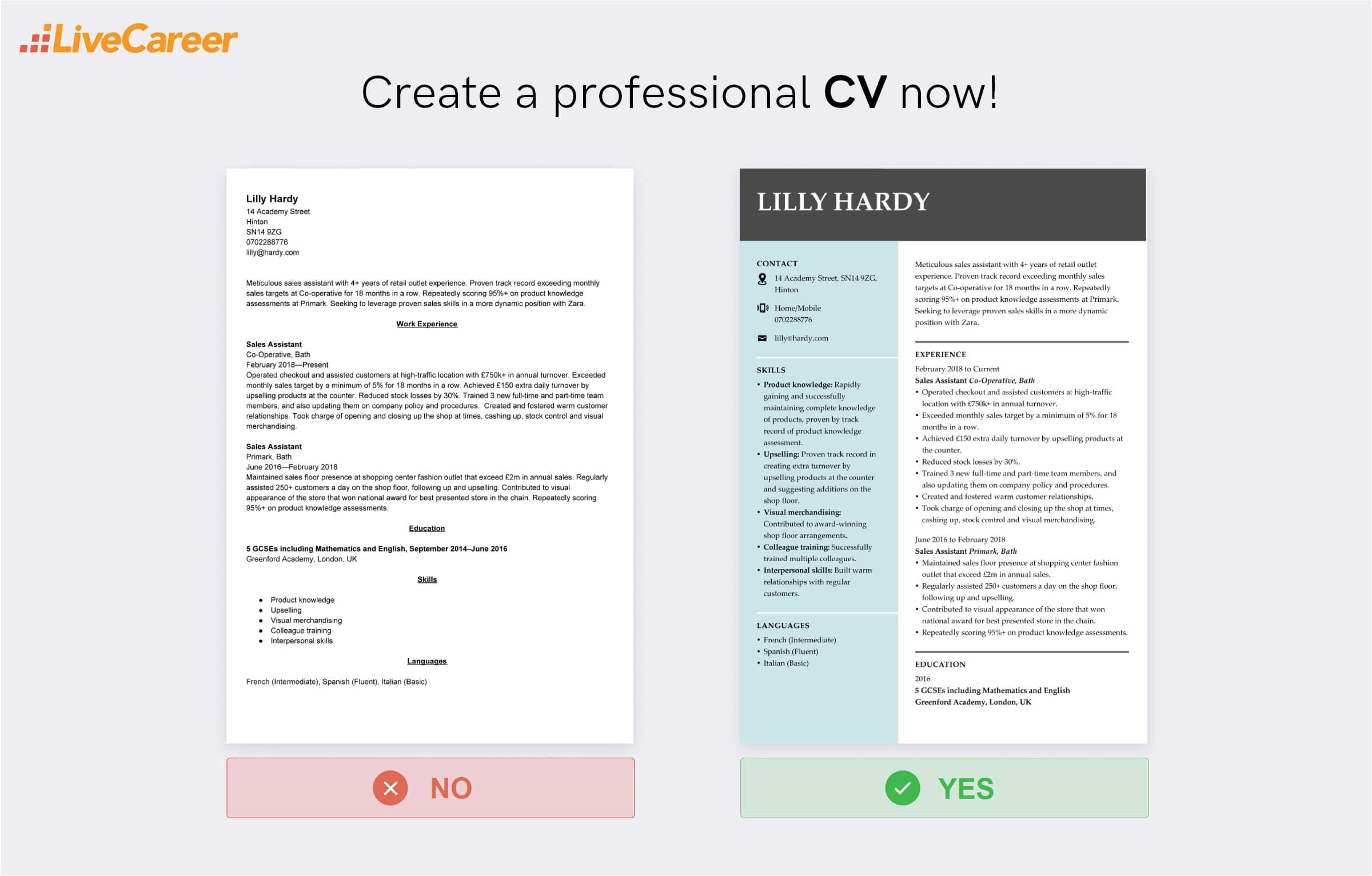 detaljhandels-cv exempel