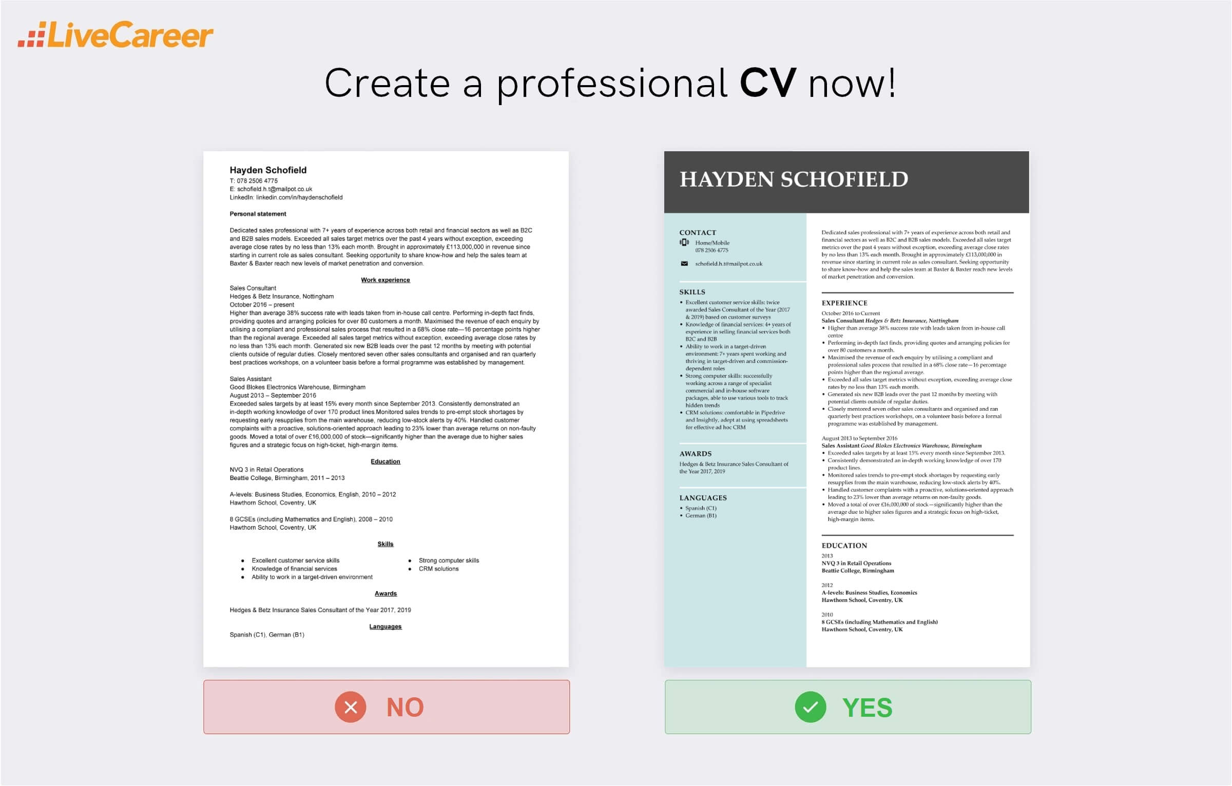 sälj-cv exempel
