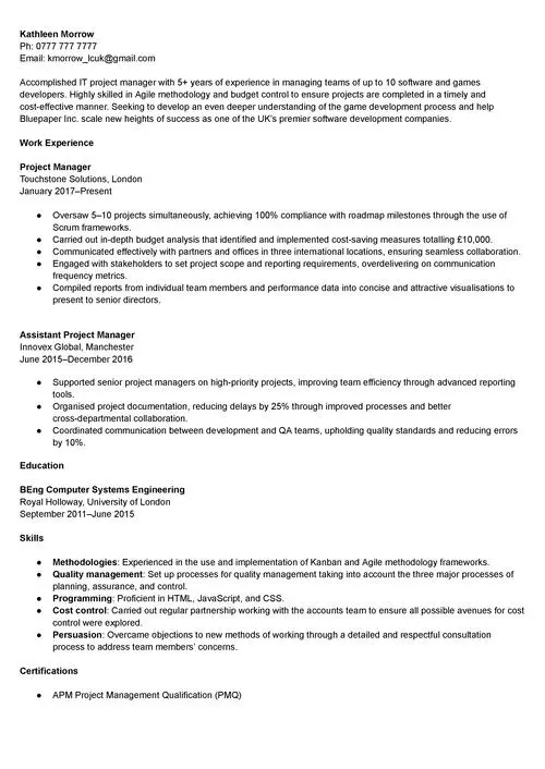 färdigheter för ett CV-exempel
