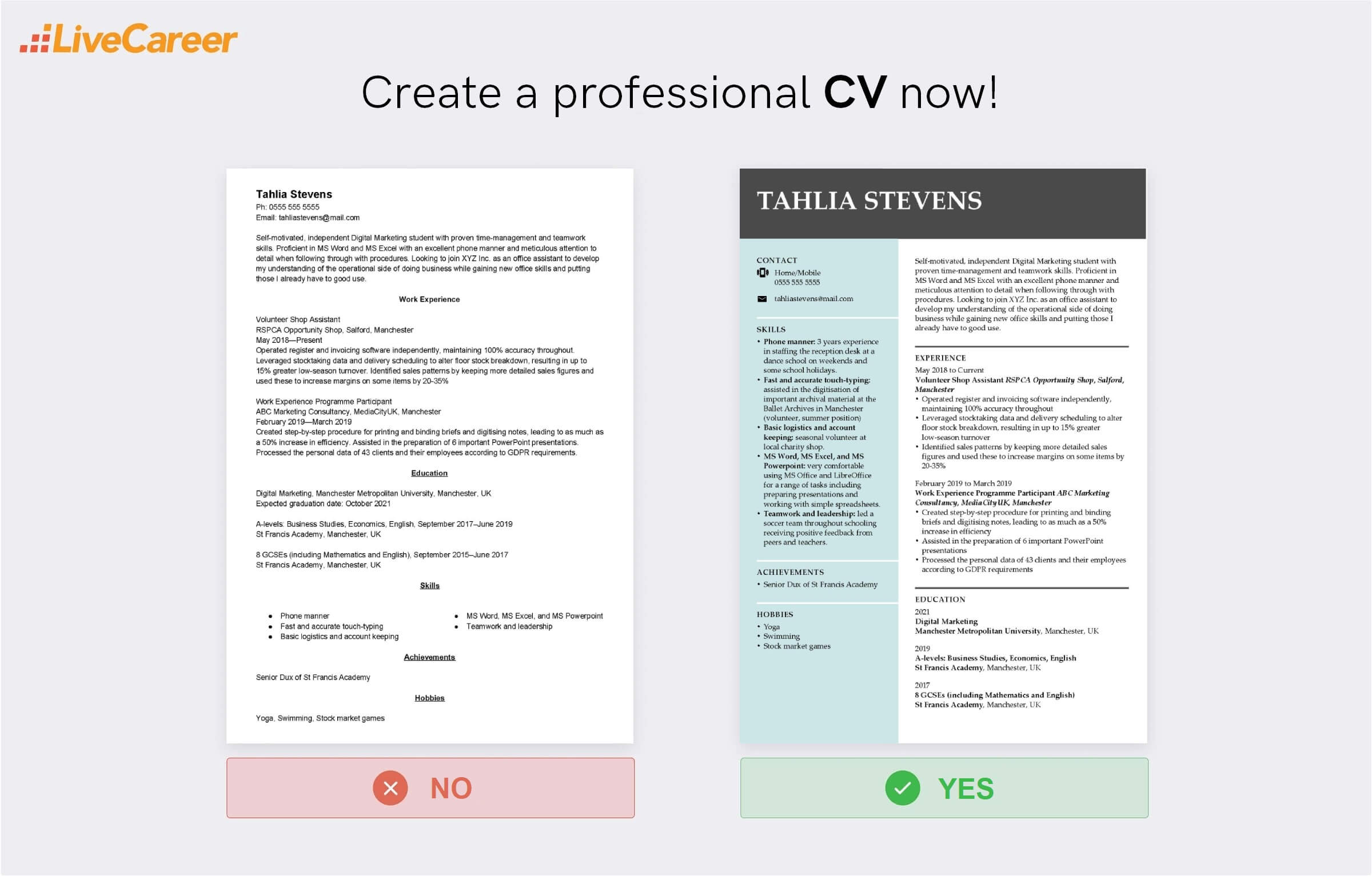 student cv exempel