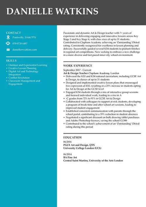 lärarens CV exempel